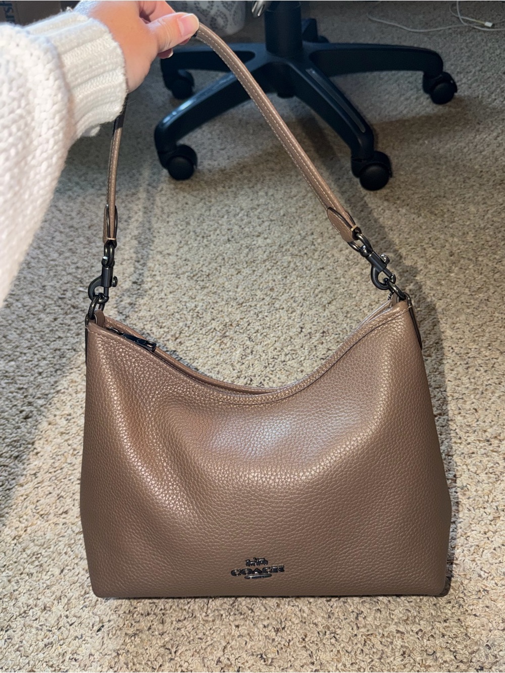 Coach Laurel Pebbled Leather Shoulder Bag in Taupe - Picture 3 of 5